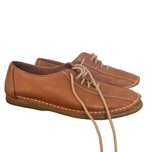 Leather Lace Up Oxfords Womens 7.5W Brown Comfort Casual Walking Shoes